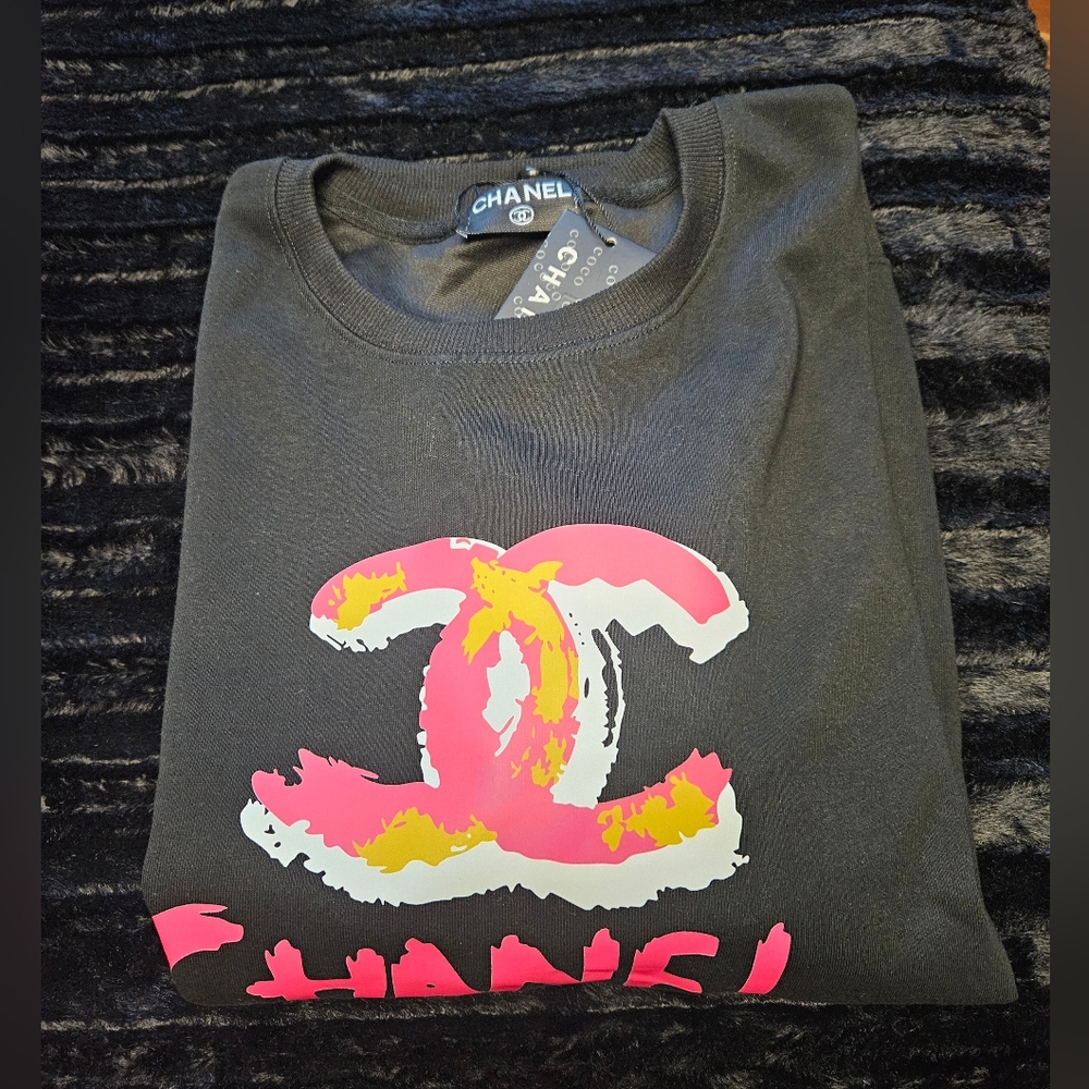 Black Sweatshirt with Pink and Yellow Logo